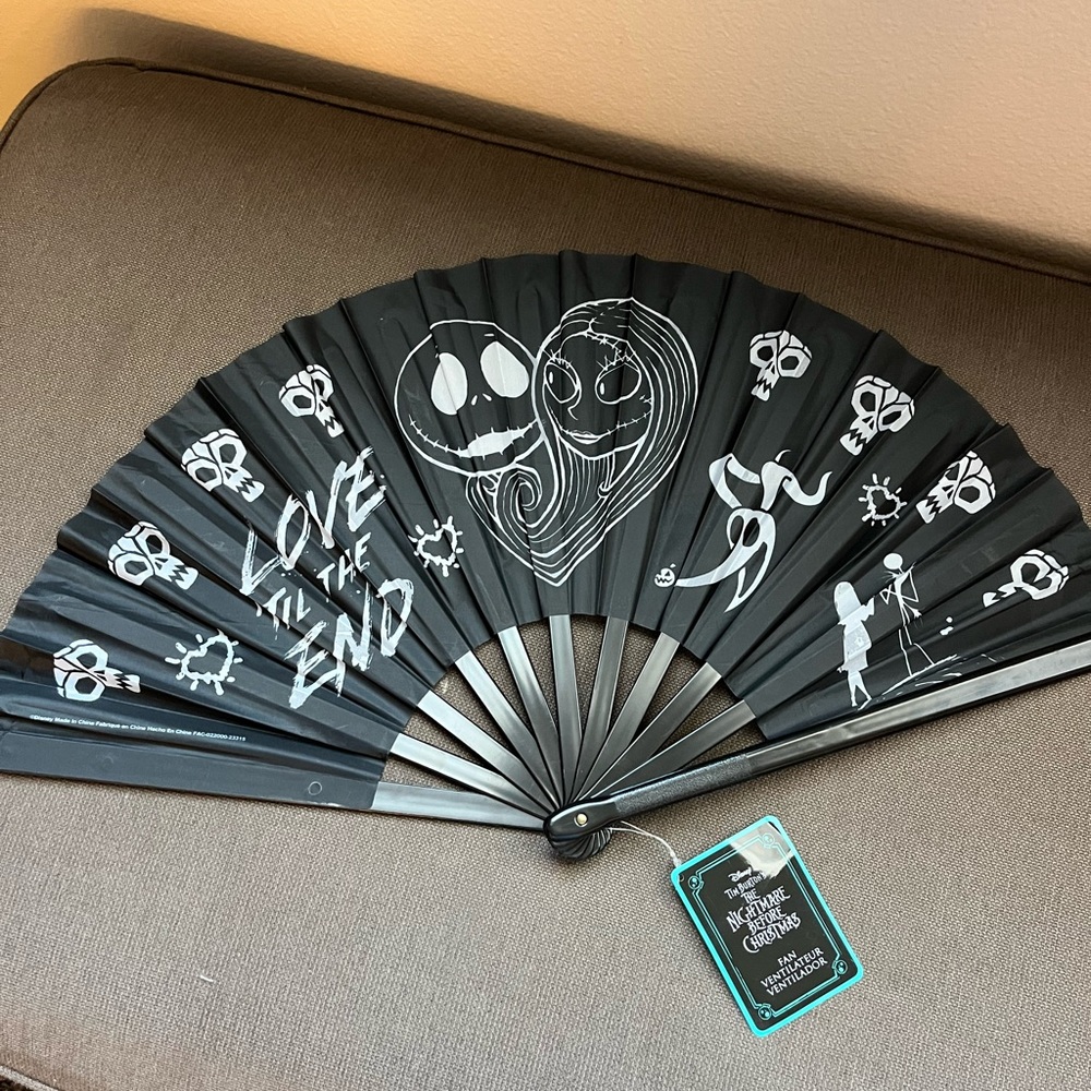 Disney The Nightmare Before Christmas Black Fan with Teal Accent